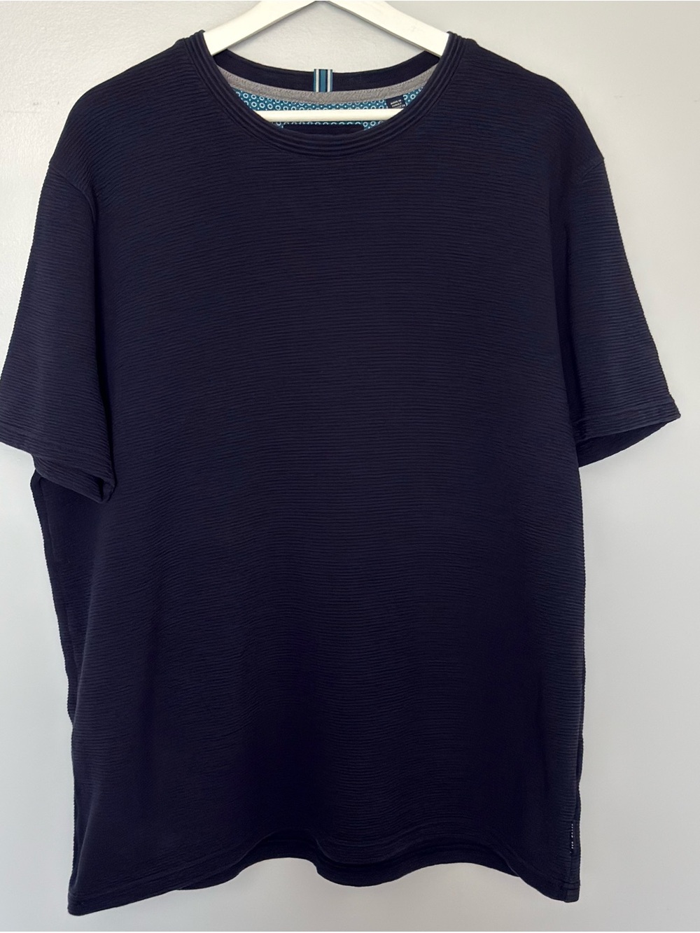 Ted Baker Men T-shirt Sz L Navy Ribbed Cotton